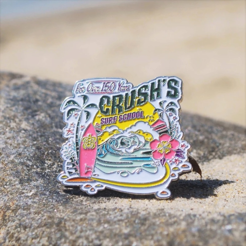 (2) Crush's Surf School Soft Enamel Pin, inspired by Disney Finding Nemo